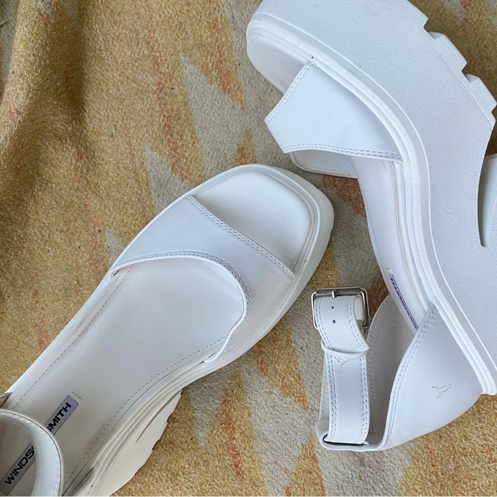 Windsor Smith “Flaws” chunkly blocky heel platform sandals in white
